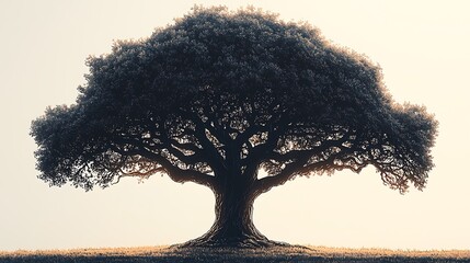 Beautiful pen sketch illustration of oak tree high resolution picture