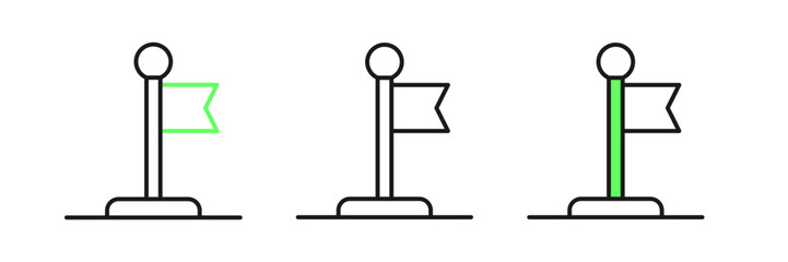 Set line Flag icon isolated on white background. Victory, winning and conquer adversity concept. Vector