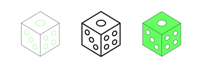 Set line Game dice icon isolated on white background. Casino gambling. Vector