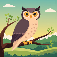 An owl perched on a branch, observing its surroundings