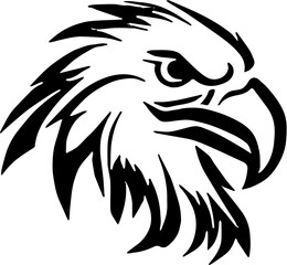 Eagle head logo, Hawk mascot Sport wear typography emblem graphic, athletic apparel stamp.