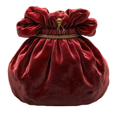 open red velvet sack isolated on a white background, cutout