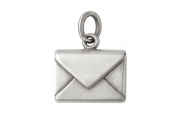 Silver envelope charm representing communication and love letter