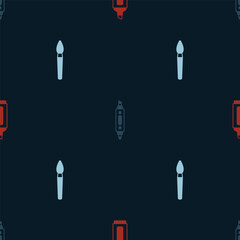 Set Marker pen, and Paint brush on seamless pattern. Vector