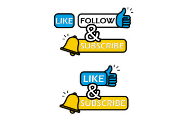 Like Follow Subscribe Thumbs Up Bell Icon Social Media Badge Design Element Illustration