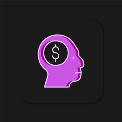Filled outline Business man planning mind icon isolated on black background. Head with dollar. Idea to earn money. Business investment growth. Flat filled outline style with shadow. Vector
