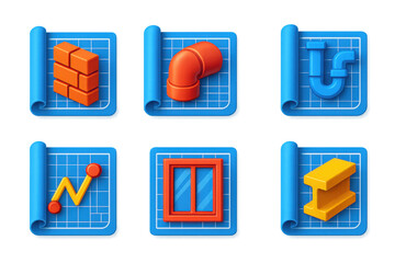 The blue and orange design is a blueprint