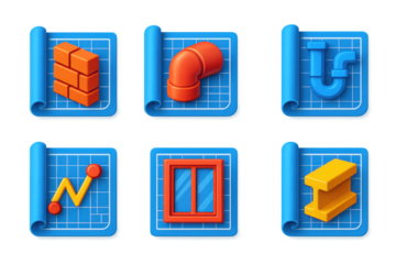 The blue and orange design is a blueprint