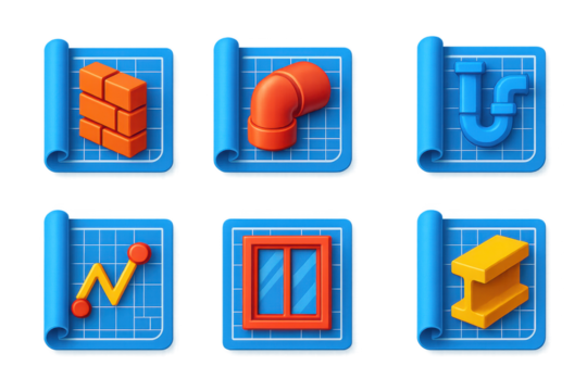 The blue and orange design is a blueprint