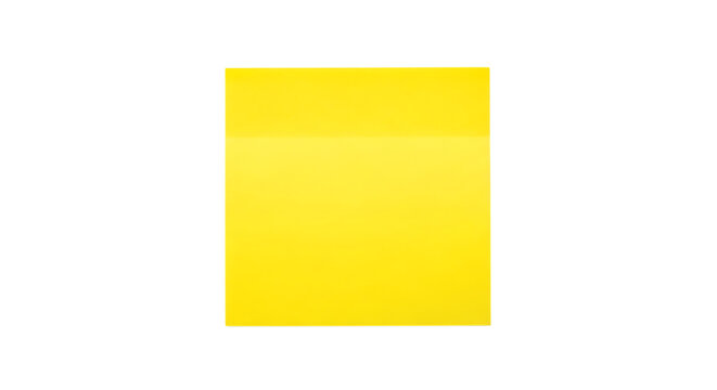 Bright Yellow Square Sticky Note Paper with Folded Corner, cutout, PNG isolated on white or transparent background