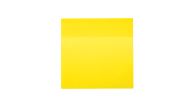 Bright Yellow Square Sticky Note Paper with Folded Corner, cutout, PNG isolated on white or transparent background