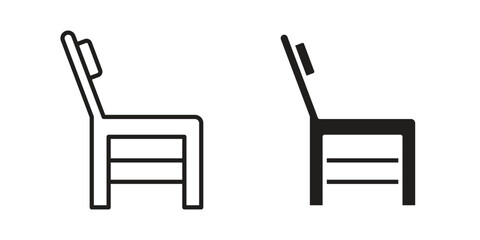Chair icons in outline, flat style. Vector EPS