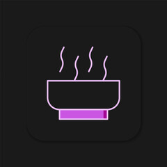 Filled outline Ramen soup bowl with noodles icon isolated on black background. Bowl of traditional asian noodle soup. Flat filled outline style with shadow. Vector