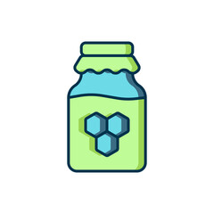 Filled outline Jar of honey icon isolated on white background. Food bank. Sweet natural food symbol. Flat filled outline style with shadow. Vector