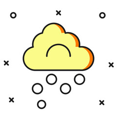 Filled outline Hail cloud icon isolated on white background. Flat filled outline style with shadow. Vector