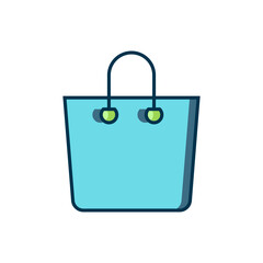 Filled outline Paper shopping bag icon isolated on white background. Package sign. Flat filled outline style with shadow. Vector