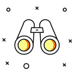 Filled outline Binoculars icon isolated on white background. Find software sign. Spy equipment symbol. Flat filled outline style with shadow. Vector