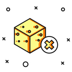 Filled outline No sugar free icon isolated on white background. Sugar cubes. Sweet, nutritious, tasty. Refined sugar. Flat filled outline style with shadow. Vector