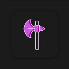 Filled outline Medieval axe icon isolated on black background. Battle axe, executioner axe. Medieval weapon. Flat filled outline style with shadow. Vector