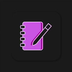 Filled outline Notebook icon isolated on black background. Spiral notepad icon. School notebook. Writing pad. Diary for school. Flat filled outline style with shadow. Vector