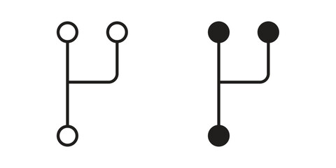 Code branch icons in outline, flat style. Vector EPS