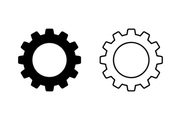 Gear cog silhouette and outline icon set
