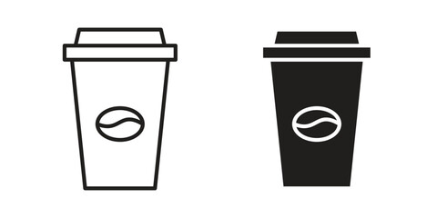 Coffee icons in outline, flat style. Vector EPS