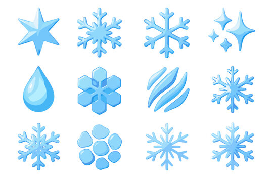 Labels d ice crystal characters no full icon vector letters models cohesive
