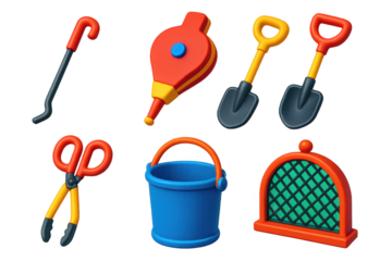 Collection of tools and equipment for gardening and landscaping