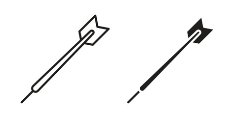 Dart icons in outline, flat style. Vector EPS
