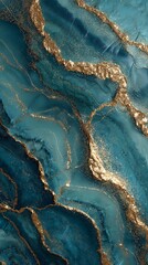 Fototapeta premium Stunning teal marble with elegant gold veining background