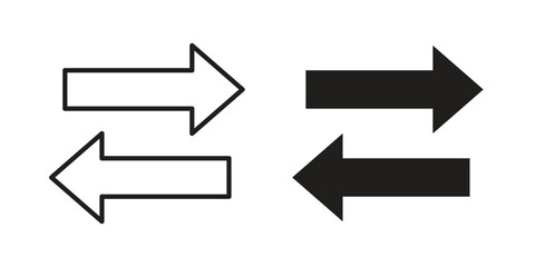 Data transfer icons in outline, flat style. Vector EPS