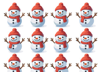 Flat icons vector snowman models captions sustainable smiling clean icon numbers letters