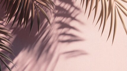 Obraz premium Dreamy palm shadows on a pink wall for summer vibes