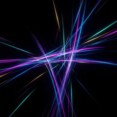 Dynamic Light Trails on Black Background