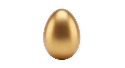 Single lustrous golden egg with smooth reflective surface, cutout, PNG isolated on white or transparent background