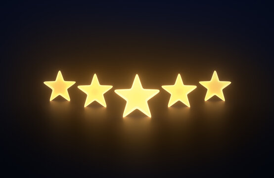 All Stars - Five Glowing Gold Stars on a Dark Background