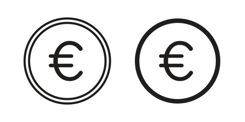 Euro icons in outline, flat style. Vector EPS