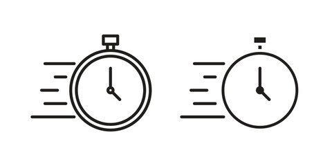 Express icons in outline, flat style. Vector EPS