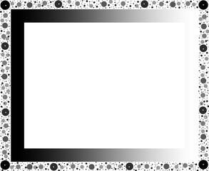 Rectangular Frame with Gradient Border from Black to White and Scattered Monochrome Circles for a Playful, Festive, and Minimalist Decorative Design