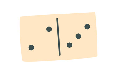 Flat black and white domino tile with simple dots. Classic boardgame piece ideal for table games. Timeless game element for fun, recreation, and strategy in graphic style.