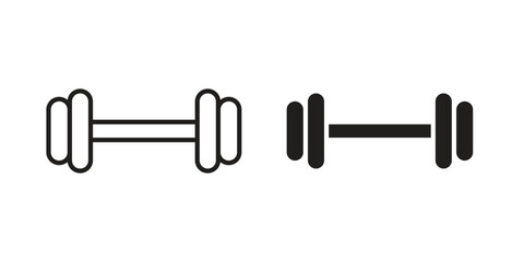 Gym icons in outline, flat style. Vector EPS