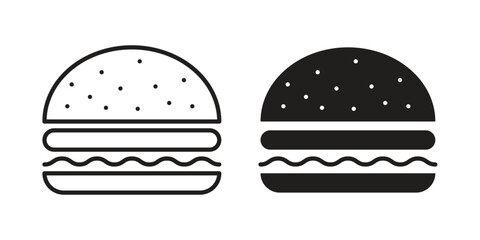 Hamburger icons in outline, flat style. Vector EPS