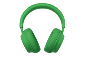 Green wireless headphones delivering modern audio experience, portable sound technology gadget for listening music