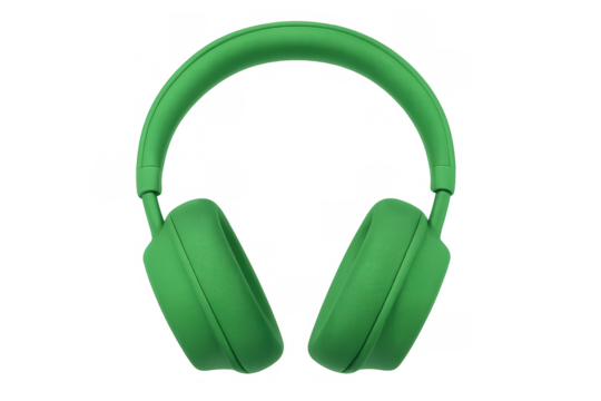 Green wireless headphones delivering modern audio experience, portable sound technology gadget for listening music