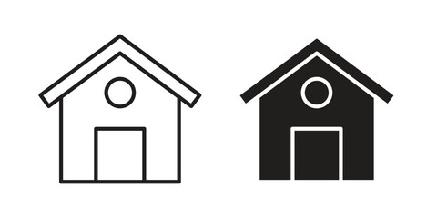 House icons in outline, flat style. Vector EPS
