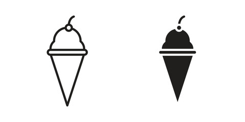 Ice cream icons in outline, flat style. Vector EPS