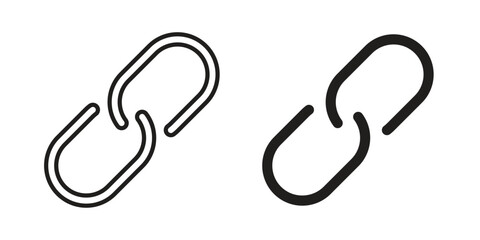 Link icons in outline, flat style. Vector EPS