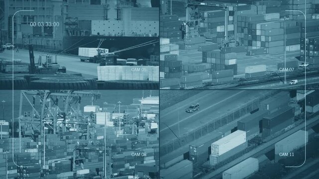 CCTV Industrial Area With Crates Splitscreen
