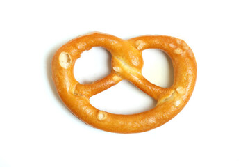 one German pretzel on a white background